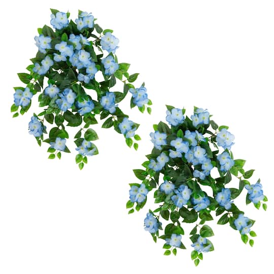 24" UV Resistant Artificial Hydrangea Hanging Plants